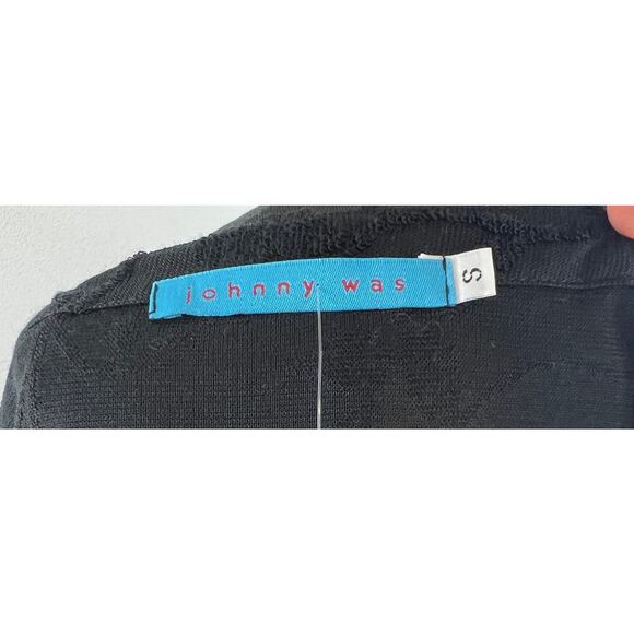 VTG Johnny Was Black Lace Shift Dress Scoop Neck Floral 3/4 Sleeve Size Small S - Picture 9 of 9